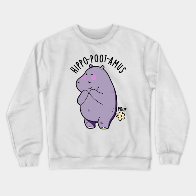 Hippo-poot-amus Funny Farting Hippo Pun Crewneck Sweatshirt by punnybone